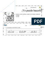 ¡Yo Puedo Hacerlo!: Escribe Tu Nombre y Apellidos Completo Con Letra Ligada y Respetando El Renglón. Usa Lápiz