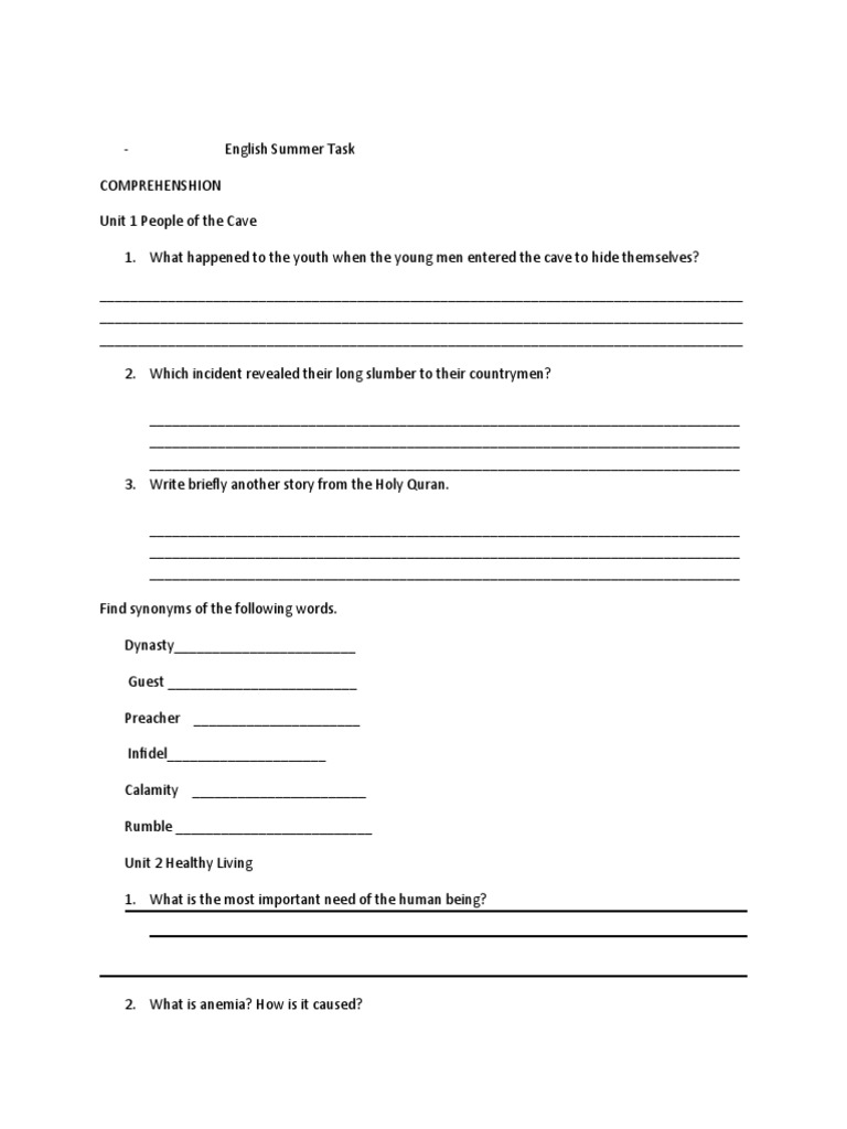 English Summer Task Overview | PDF | Linguistics