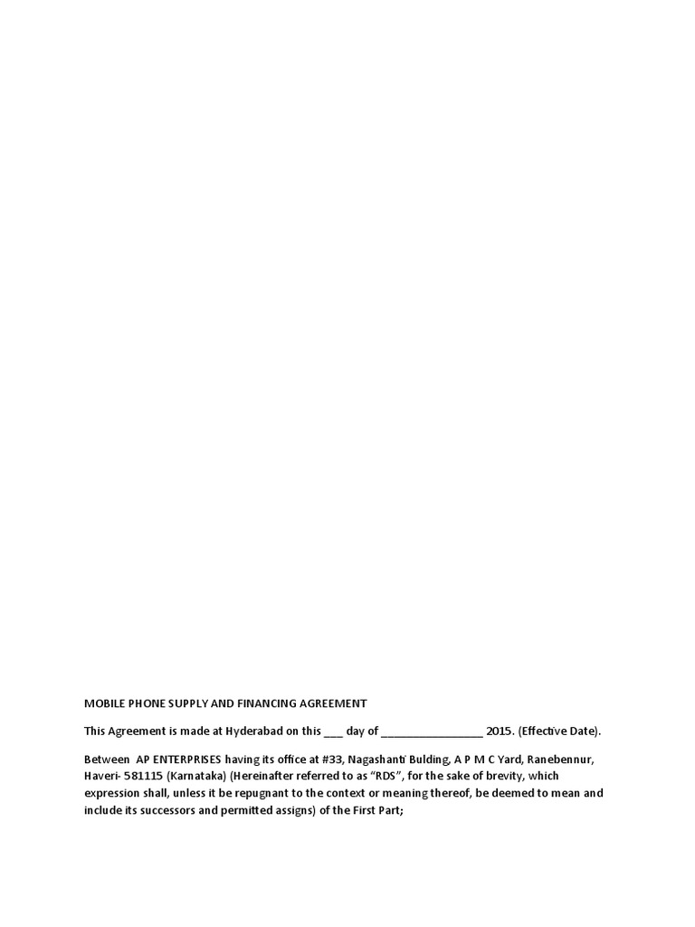 Mobile Phone Financing Agreement | PDF | Legal Liability | Arbitration