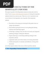 Key Success Factors of The Hospitality Industry