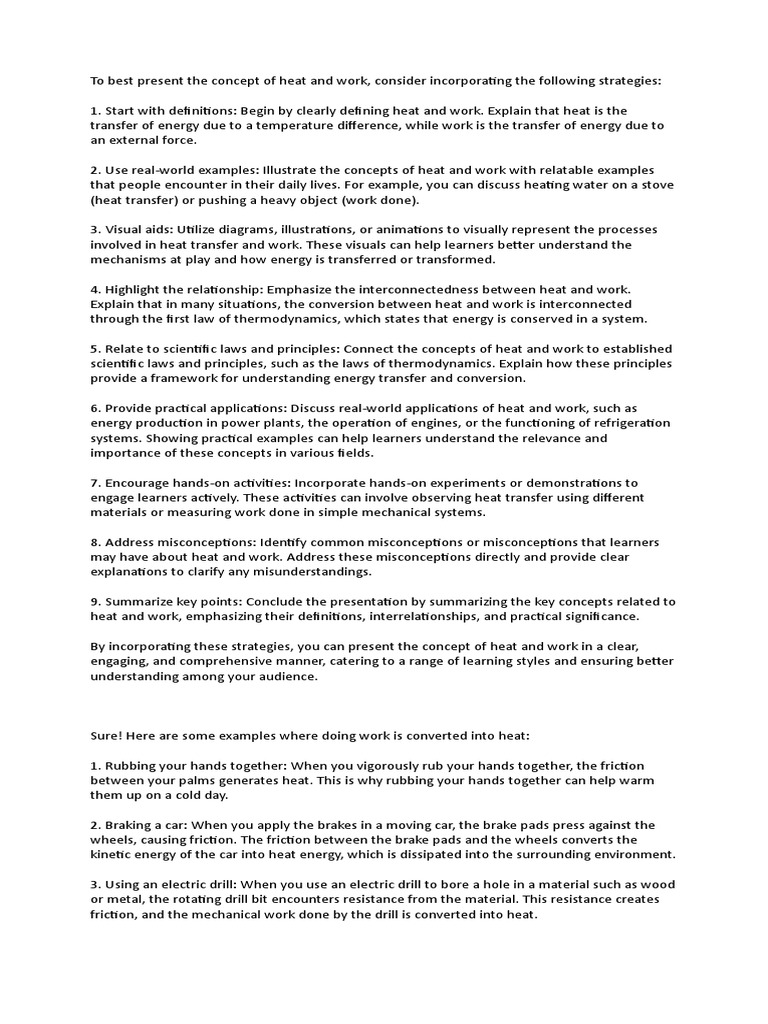 Heat and Work Notes | PDF | Heat | Friction