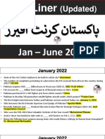 One Liner Pakistan Current Affairs January - June 2022