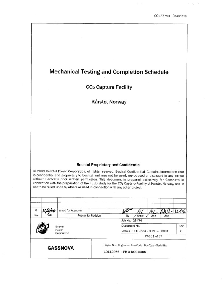 Mechanical Testing and Completion Schedule 25474 000 583 U07G ...