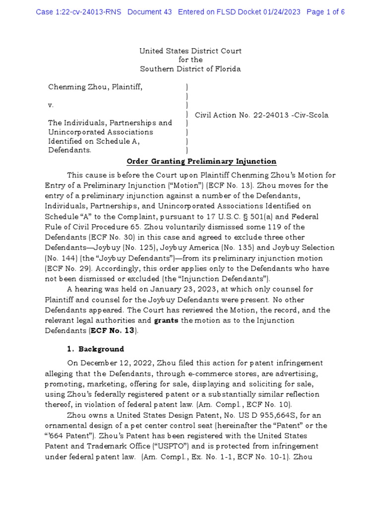 Injunction Against Joybuy Defendants | PDF | Injunction | Judiciaries