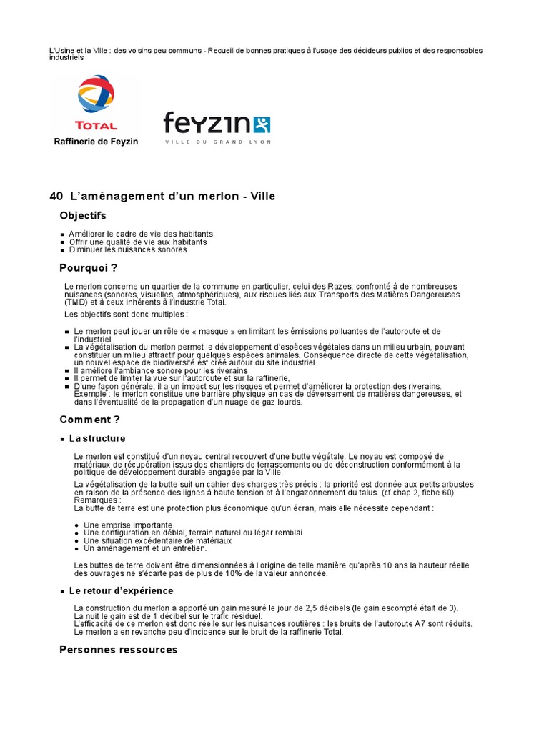 Aménagement d'un merlon urbain | PDF | Autoroute | Environnement naturel