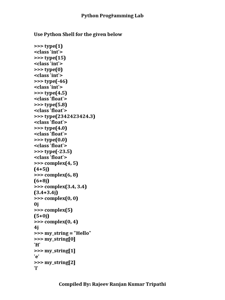 Python Lab PDF Python (Programming Language) Algorithms