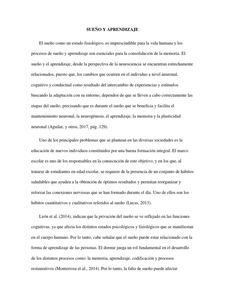 Sueño y Aprendizaje: Clave Cognitiva | PDF | Dormir | Aprendizaje