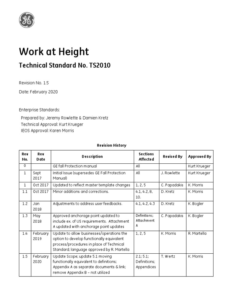 TS2010 Work at Height Rev 1.5 (Feb 2020) | PDF | Risk Assessment | Risk