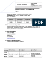 Hoja de Seguridad Vinagre Limpiador Multiusos