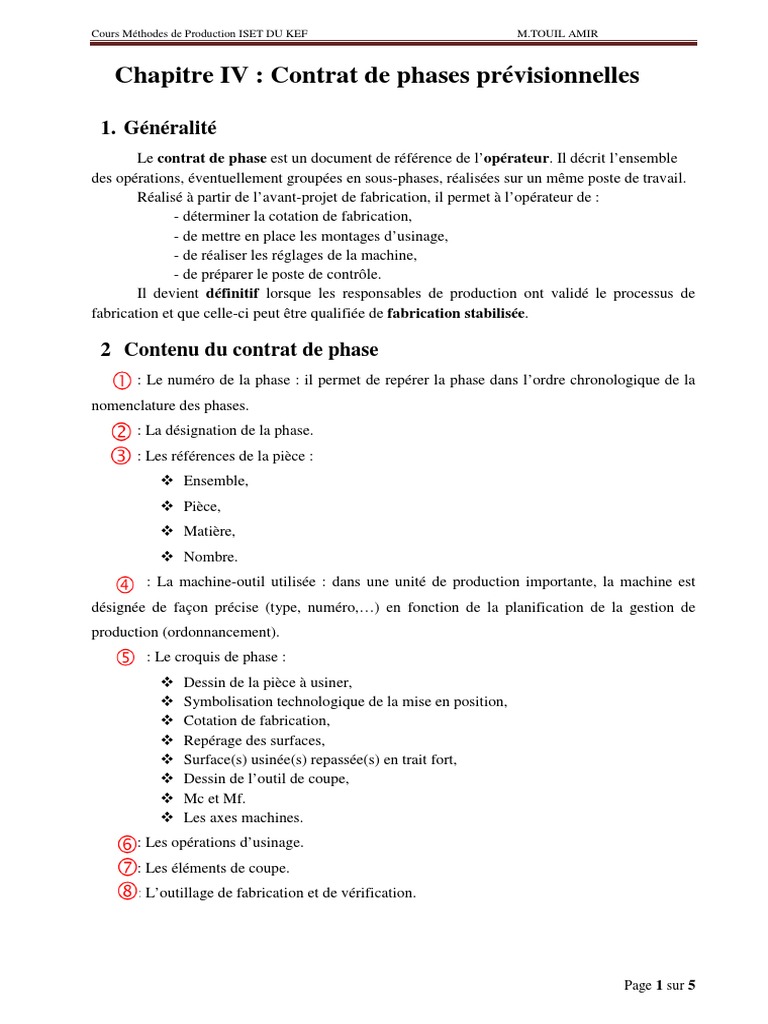 Contrat de Phases en Usinage | PDF | Usinage | Secteur secondaire de l ...