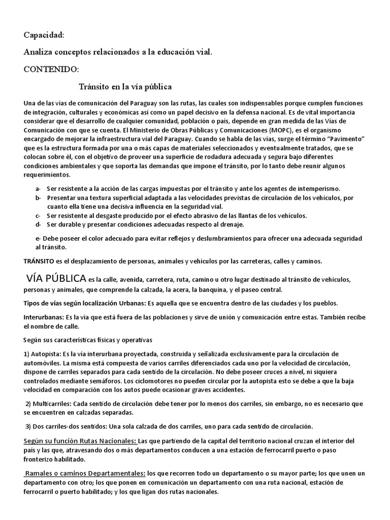 Tránsito En La Via Pública Pdf Calle La Carretera