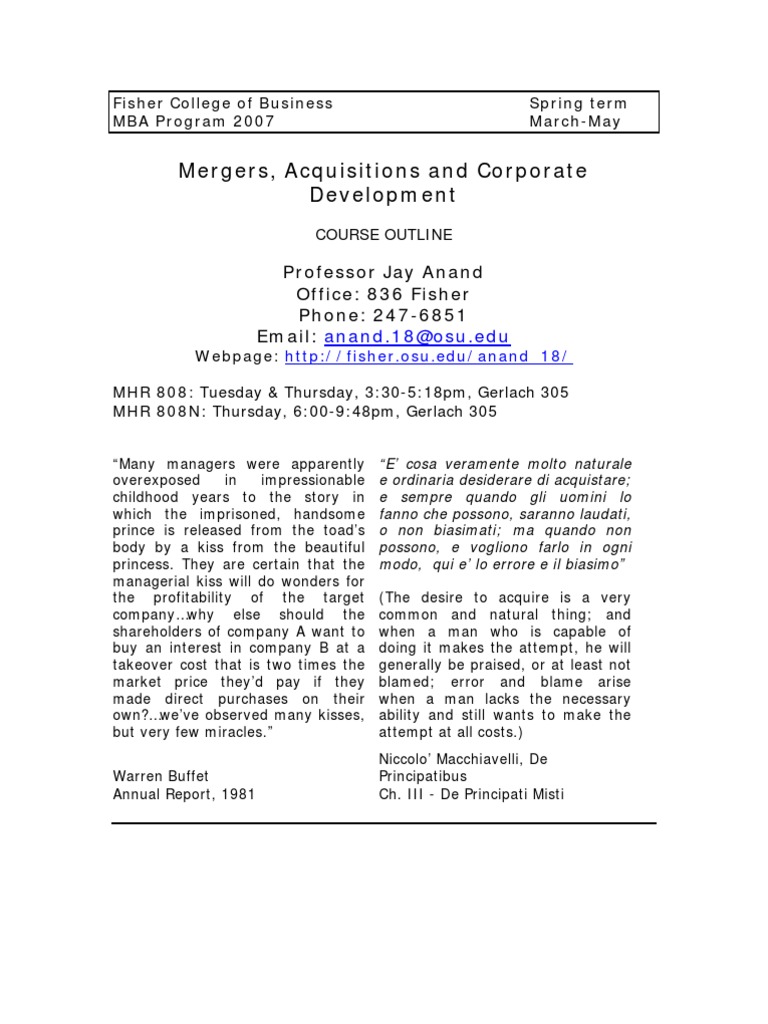 Master thesis mergers and acquisitions