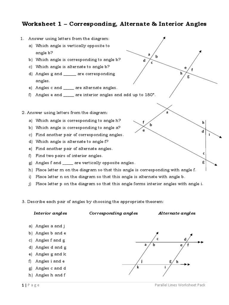 Parallel Lines Worksheets Pack Ed976ac10f0d4c685a34c153e53fcc5f | PDF