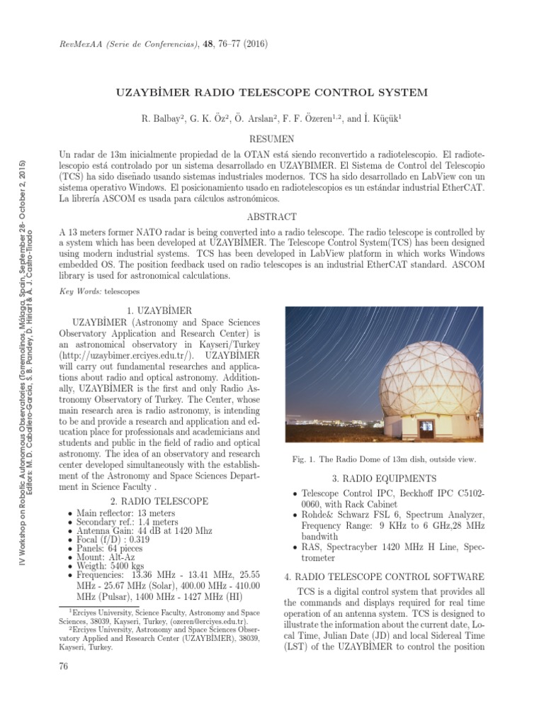 Uzaybimer Radio Telescope Control System PDF
