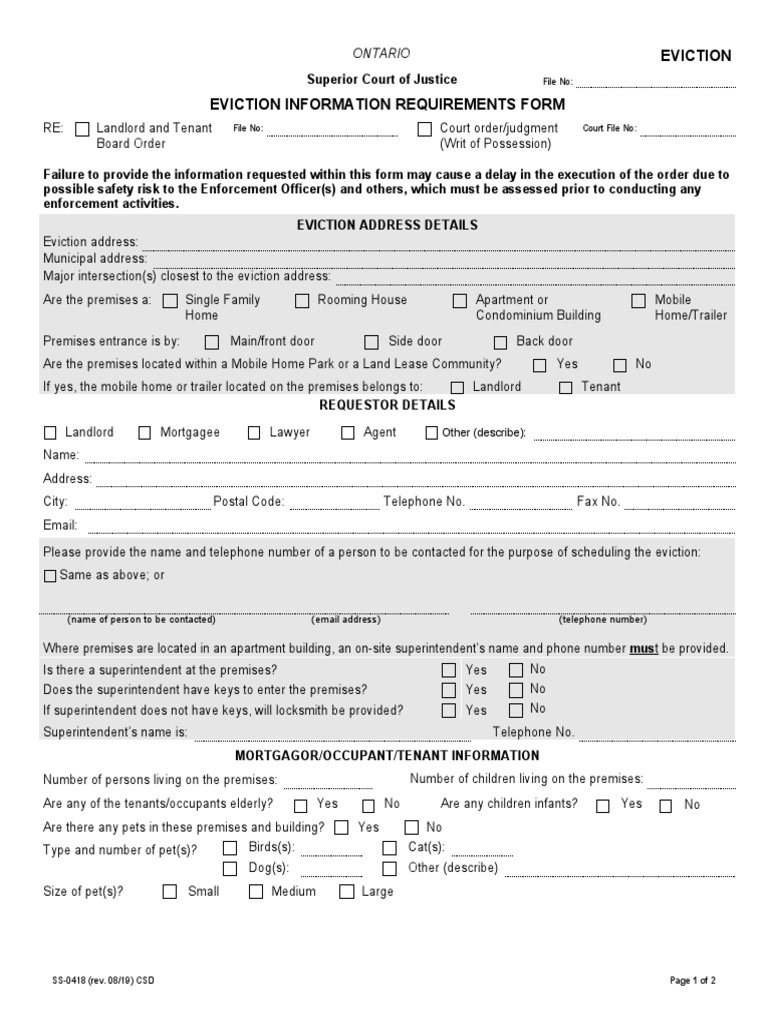 Eviction Requirements In California