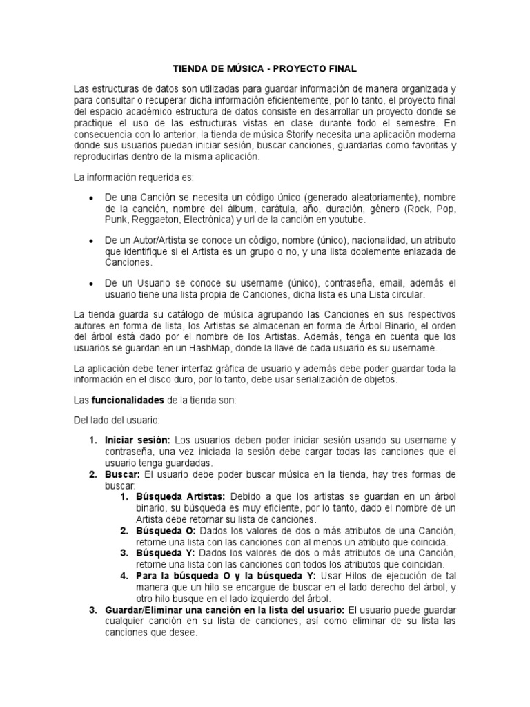 Proyecto Final Estructuras | PDF | Youtube | Desarrollo de software