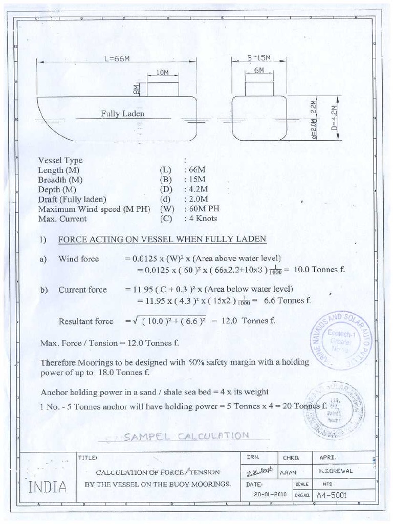 Mooring Loads Calculations For 1.5m 300GRT PDF