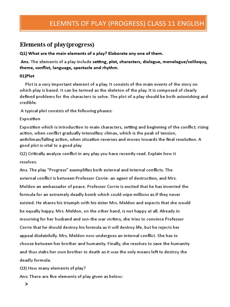 Key Elements of a Play Explained | PDF | Games & Activities