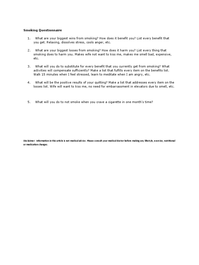 Smoking Questionnaire PDF