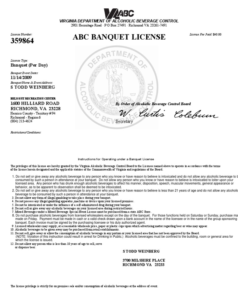 ABC License PDF Drink Alcoholic Drinks