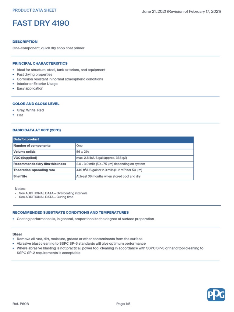 Fast Dry 4190 Product Data Sheet | PDF | Paint | Legal Liability