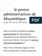Lista de Postos Administrativos de Moçambique - Wikipédia, A Enciclopédia Livre