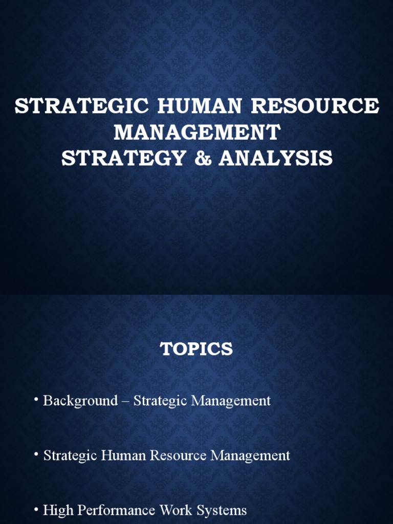 Chapter 3 Strategic Human Resource Management PDF Strategic