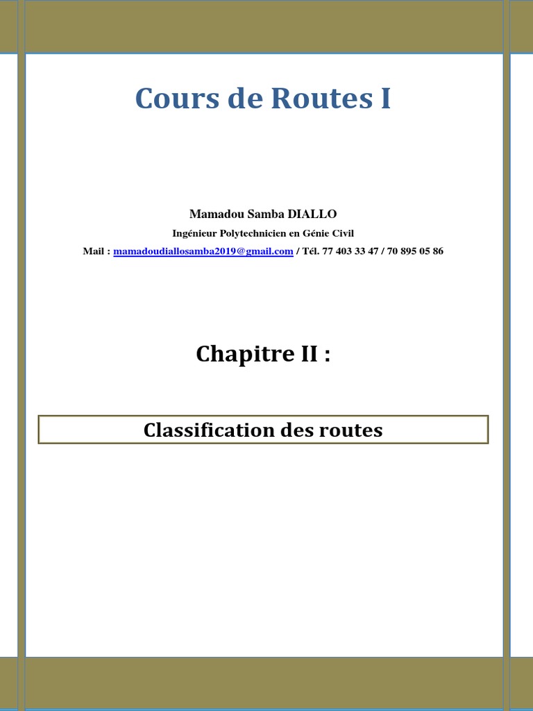 Chapitre 2 Classification Des Routes Word | PDF | Route | Autoroute