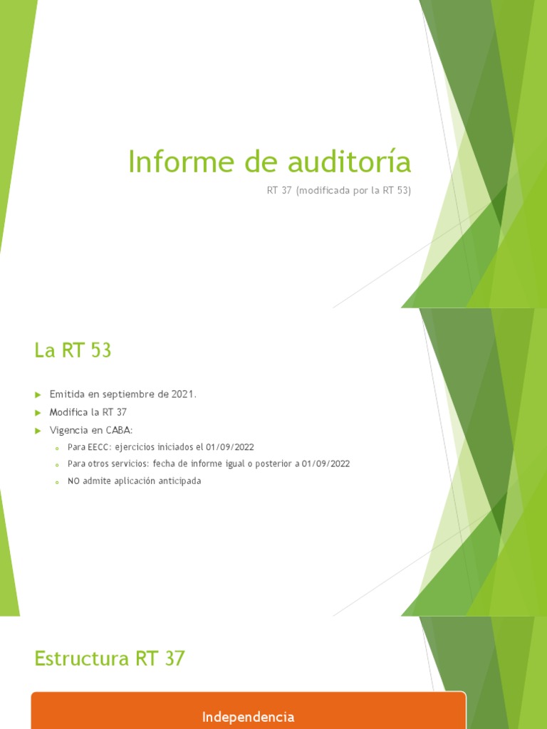 Informe Del Auditor - RT 53 (Clase Teoria) | PDF