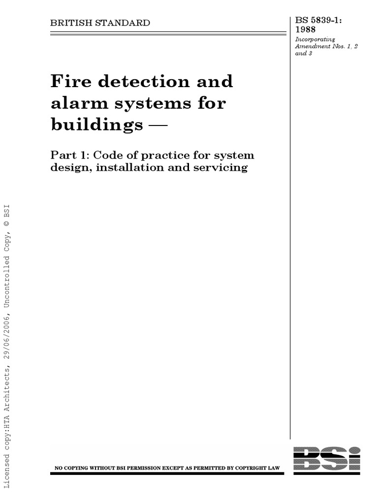 BS 5839-1: Fire Alarm Standards Guide | PDF | Smoke | Standardization