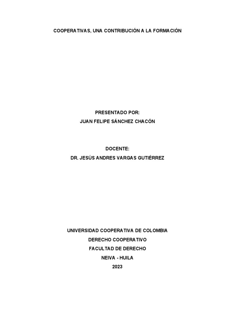 Cooperativas y su Impacto Educativo en Colombia | PDF | Cooperativa ...