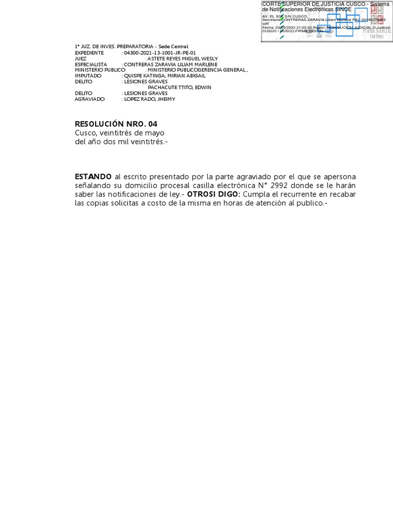 Exp. 04300-2021-13-1001-JR-PE-01 - Resolución - 163306-2023 | PDF