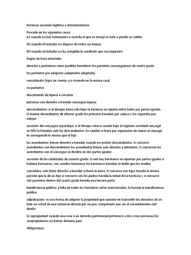 Sucesión Legítima e Intestada | PDF