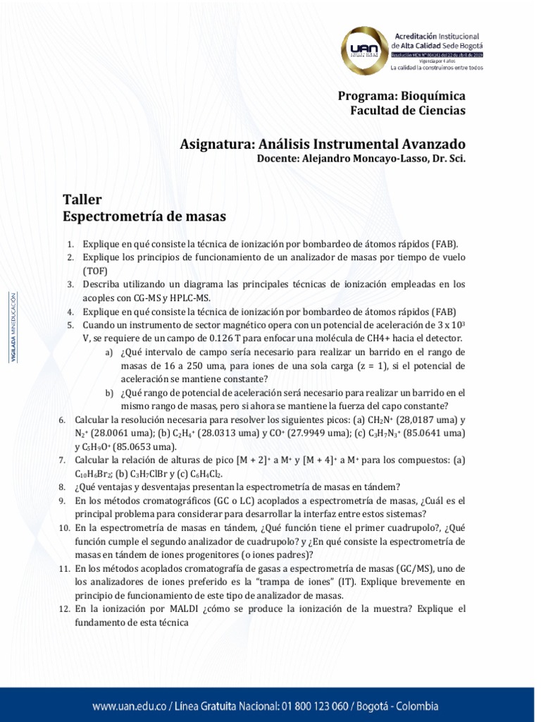 Causas de diferencias en espectros de masas | PDF | Espectrometría de ...