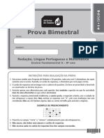 Prova 8º Ano - Redação, Português e Matemática