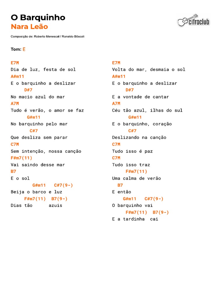 O Barquinho NARA LEÃO Cifra PDF