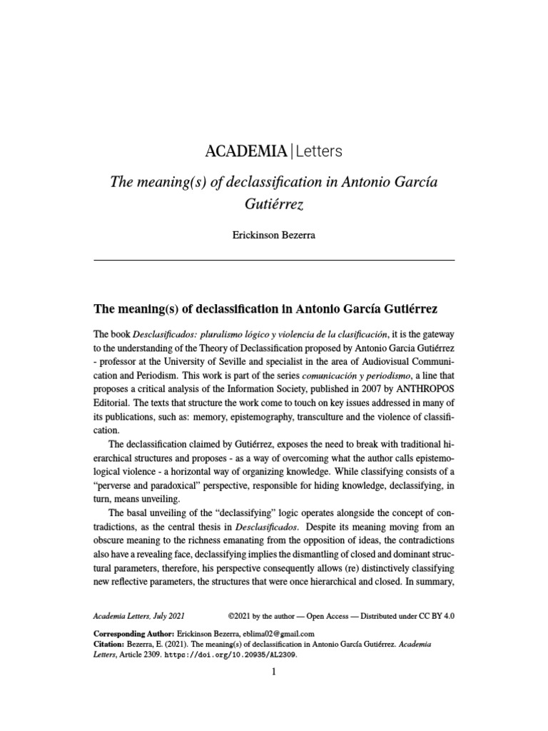 The Meanings of The Declassification PDF Knowledge Logic