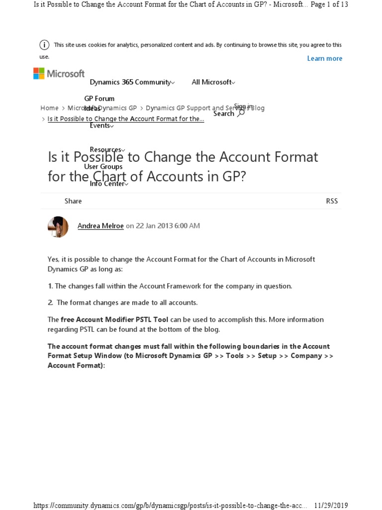 Change Account Format in Dynamics GP | PDF | Microsoft Excel | Spreadsheet