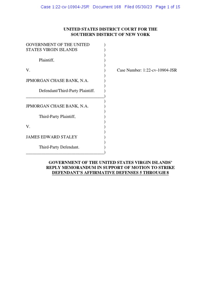 Government of The United States Virgin Islands' Reply Memorandum in