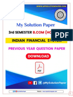 2019 (H) Indian Financial System 3rd Semester Question Paper My Solution Paper