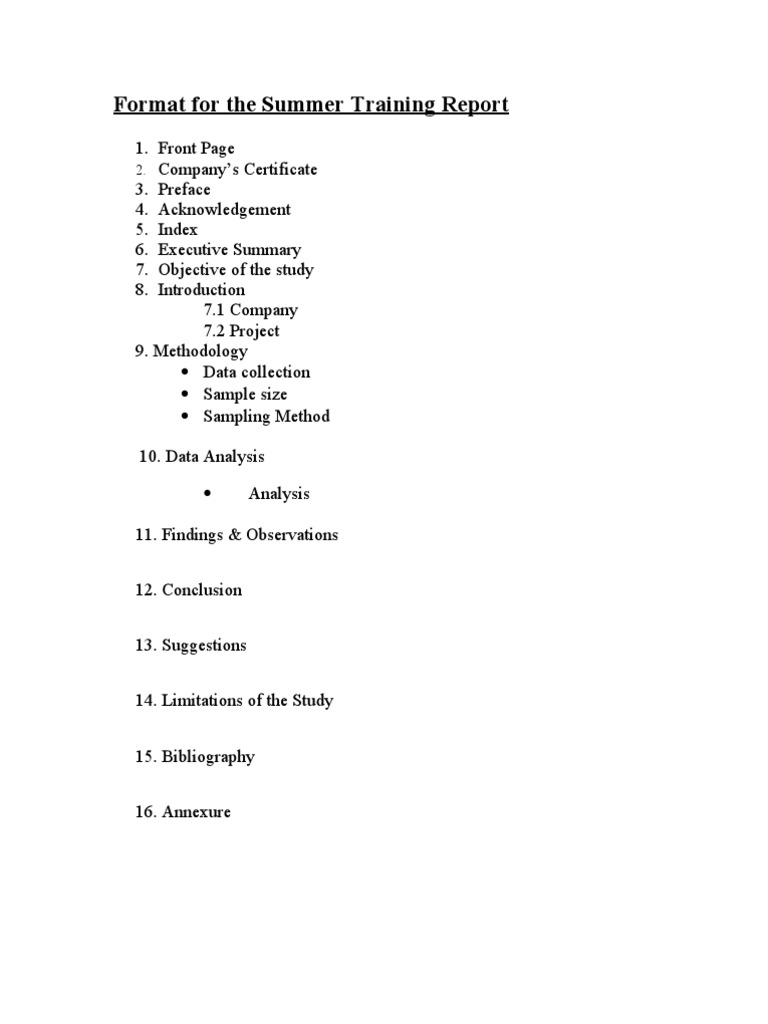 Summer Training Report Guidelines | PDF