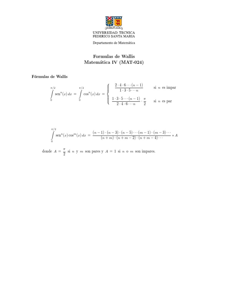 Formulas de Wallis | PDF