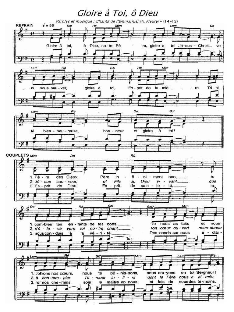 Gloire A Toi O Dieu Notre Pere Pdf