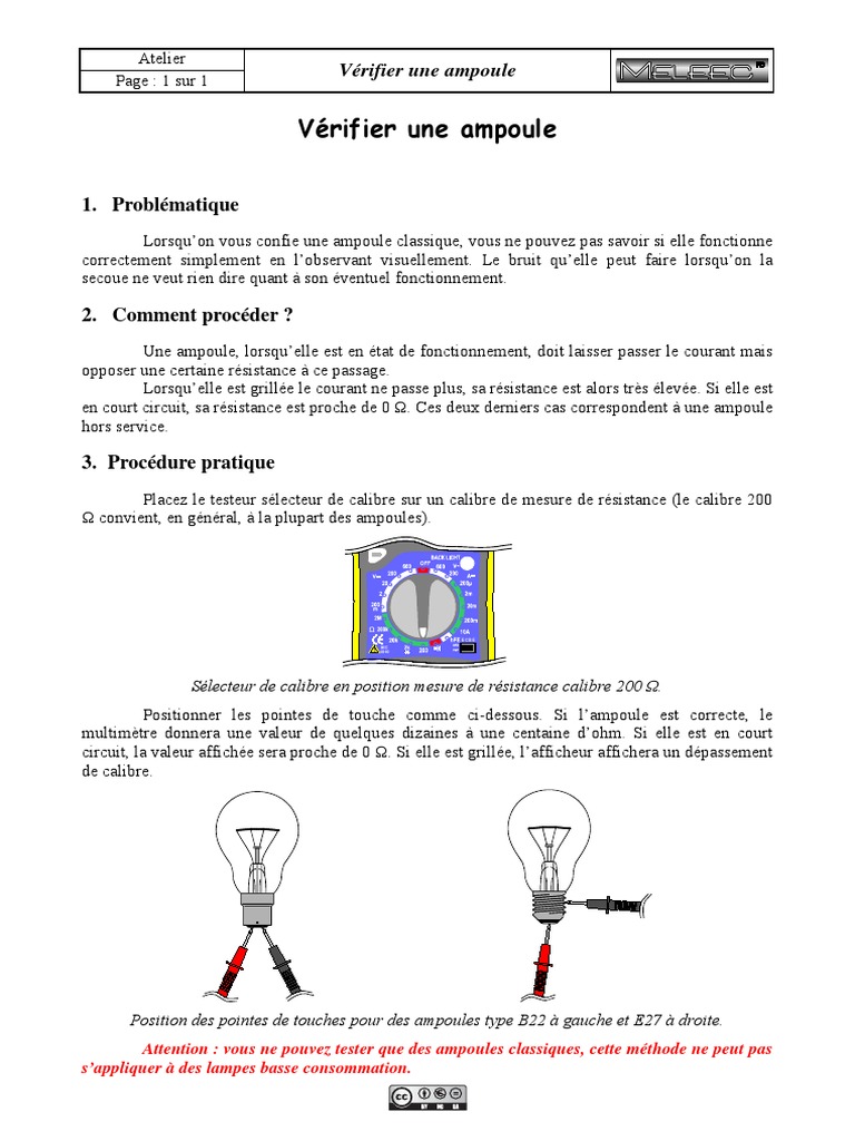 Tester une ampoule avec un multimètre PDF — free download