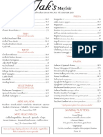 Jaks Mayfair Restaurant Menu PDF