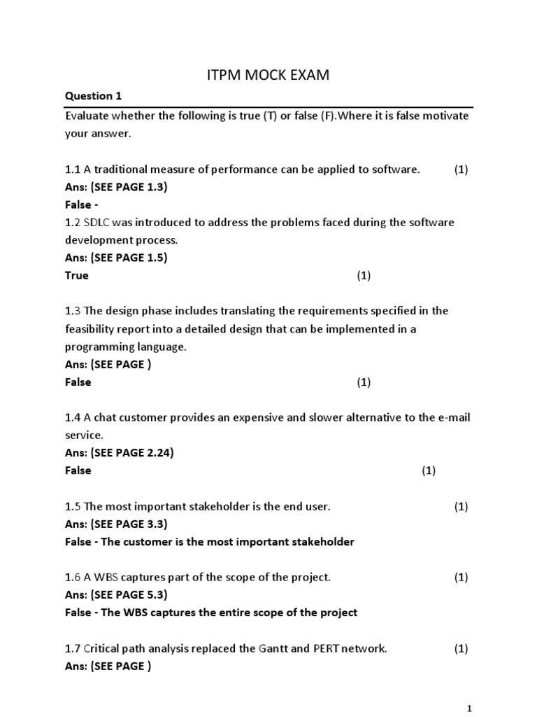 ITPM Mock Exam Questions and Answers | PDF | Systems Engineering | Business