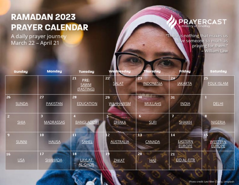 2023 Ramadan Prayer Calendar PDF