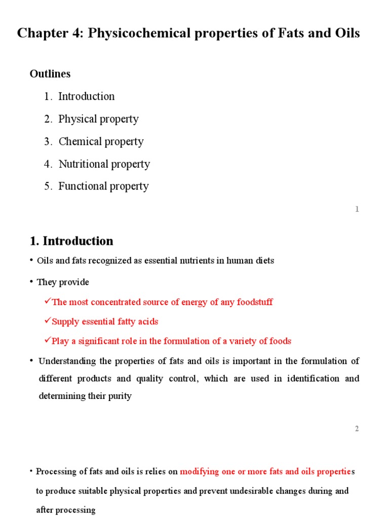 Physicochemical Properties of Fats and Oils | PDF | Radical (Chemistry ...