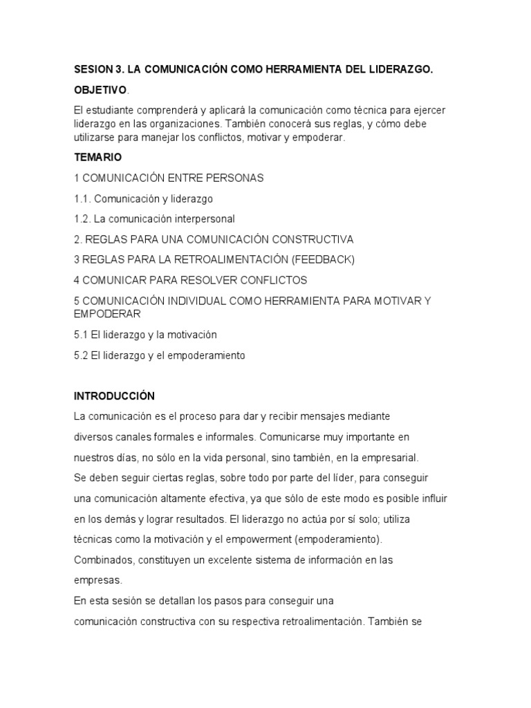 Comunicación Efectiva en Liderazgo | PDF | Comunicación | Liderazgo
