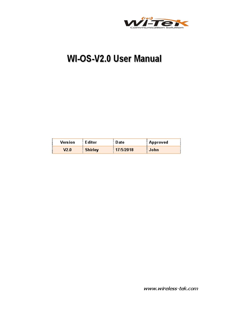 WI-OS V2.0 User Manual Overview | PDF | Wireless Lan | Computer Network